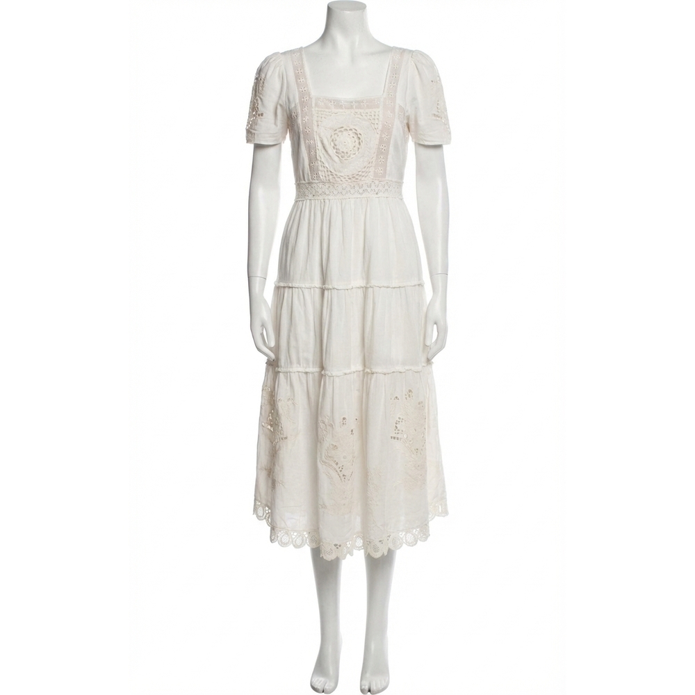 NEW LOVESHACKFANCY prairie midi dress in true white